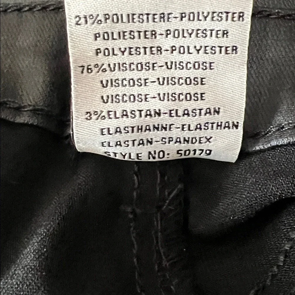 NWT Six Denim High Rise Coated Skinny Faux Leather Pants Black Edgy Stretch Sz S